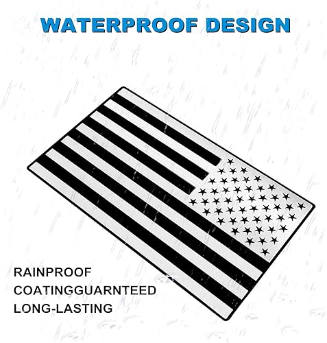 Miniatura 4 de Paquete de 2 calcomanías de emblema de bandera estadounidense de metal 3D en relieve totalmente negras, calcomanías de parachoques negras mate