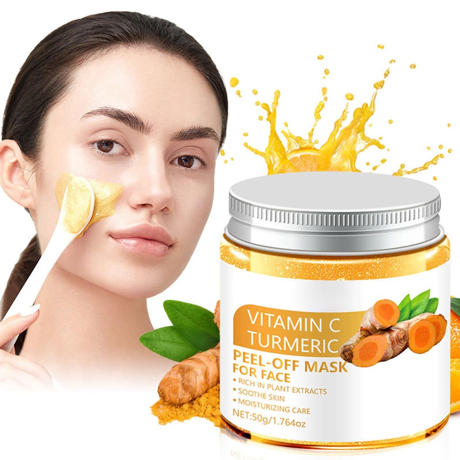 Turmeric Vitamin C Clay Mask, Deep Cleansing Pores, Clenning Blackheads Acne Dark Spots, Improves Uneven Tone, Post-Blemish, Visibly Brighten