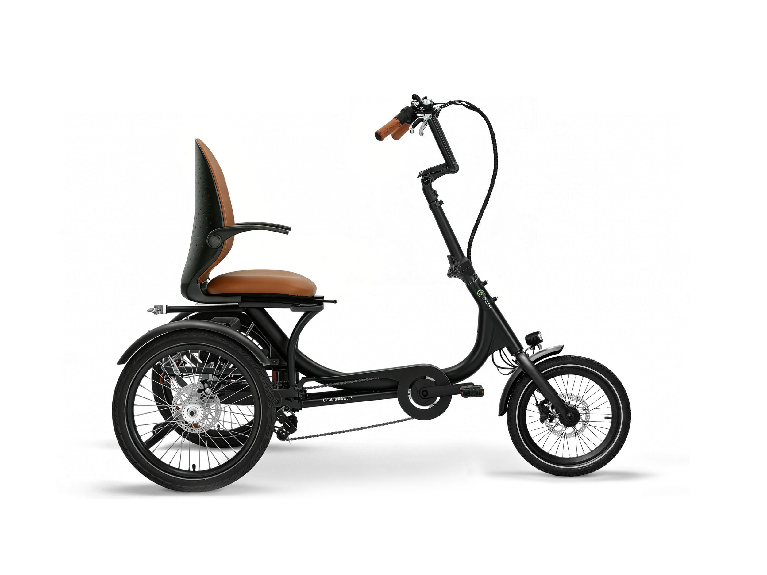 T6 Comfort Triciclo Elettrico Pieghevole per Anziani e Adulti, 20” in Alluminio con Telaio Basso, Assistente alla Spinta 6 km/h, Luce Posteriore con Freno Integrato e Differenziale