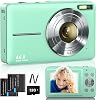 Digital Camera 1080P Camera 44MP Camera 16X Digital Zoom with 32GB Card 2 Batteries Digital Camera for Children Student Teenagers Beginners Green