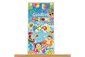 Catchy "Goodbye School, Hello Pool" Summer Vacation Door Banner