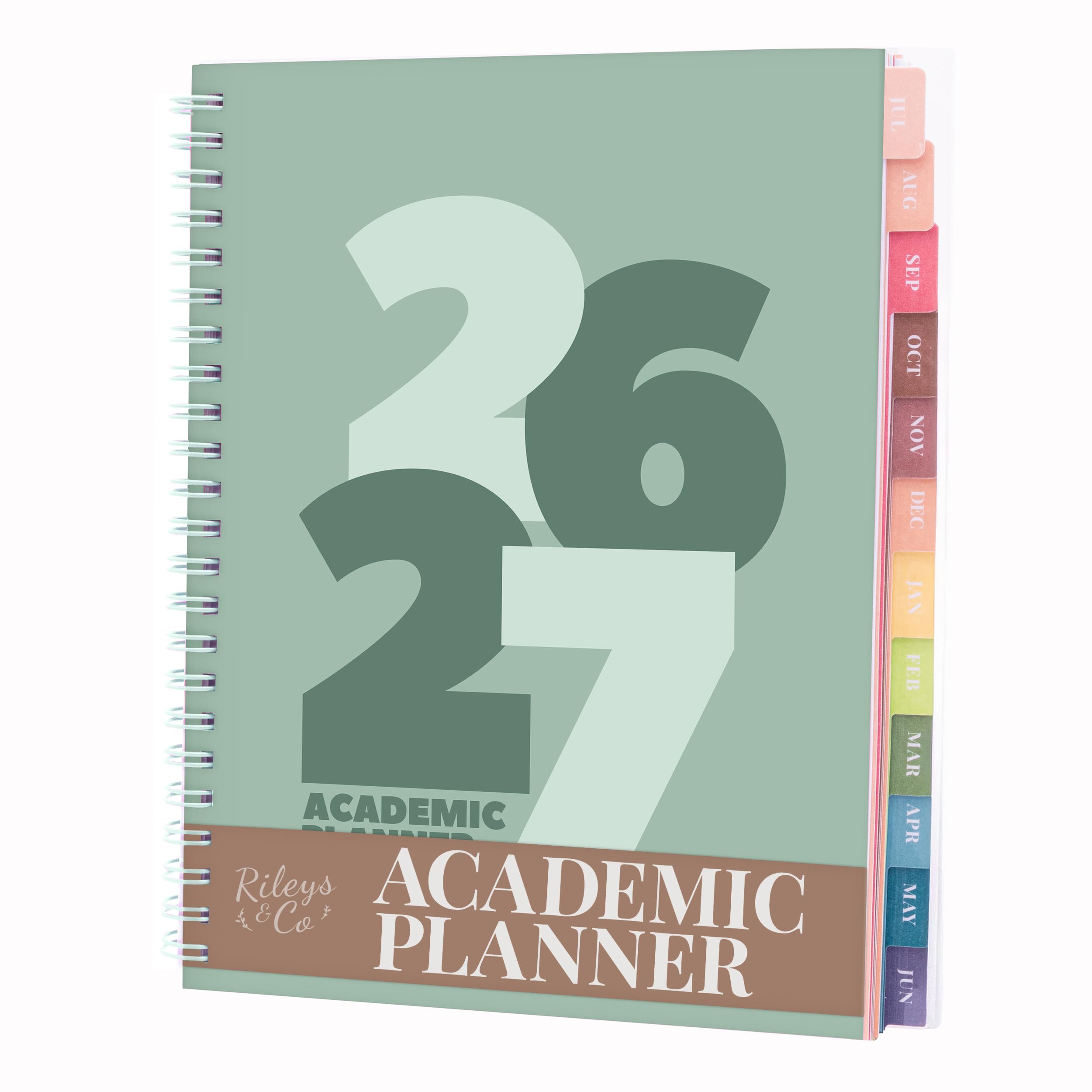 Rileys Academic Diary 2026-2027, Daily, Weekly & Monthly Planner, July 2026 - June 2027, Student Notes Pages, Twin-Wire Binding, Weekly Agenda for School & Work (20 x 15 cm, Green, Chunky)