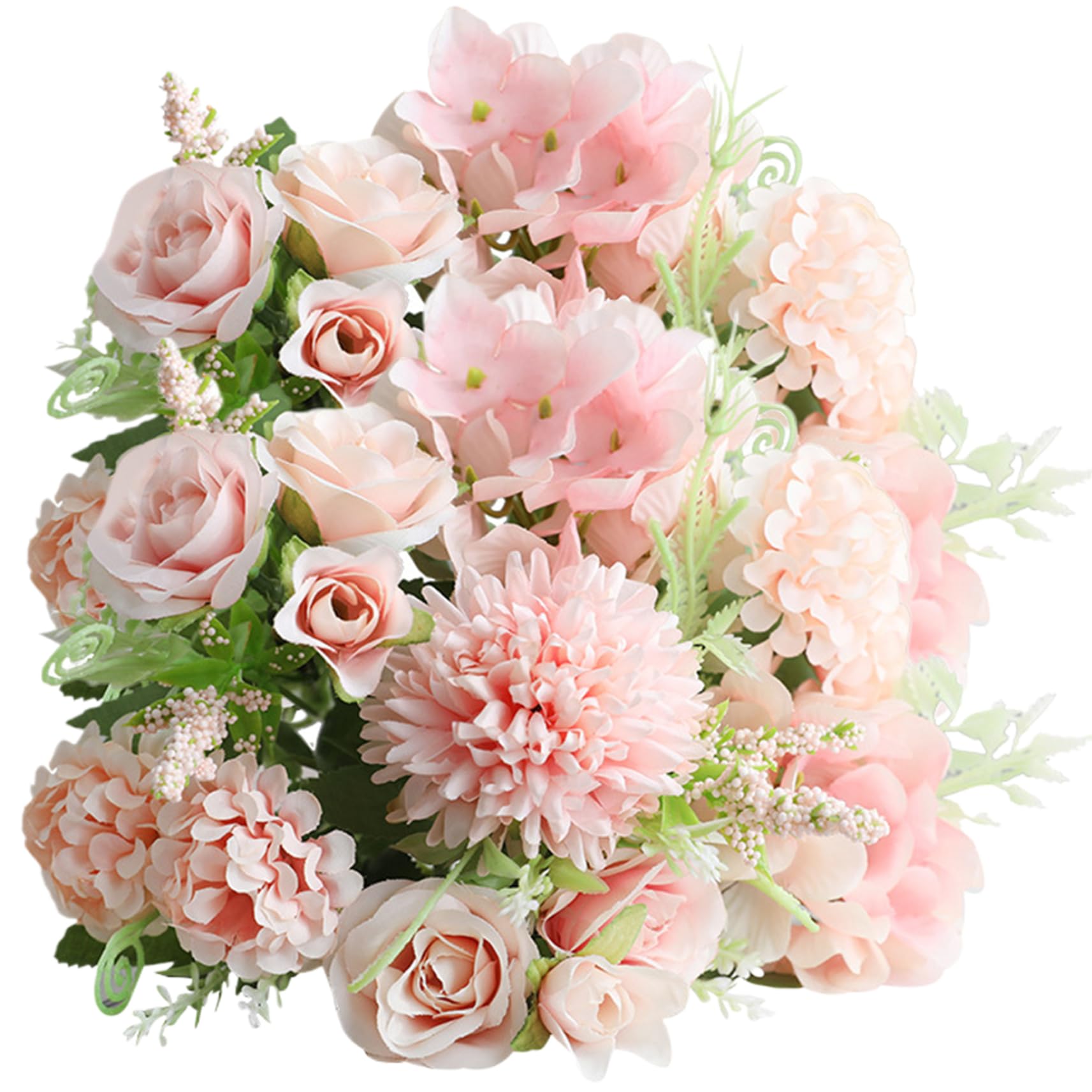 Vistnale Flowers, 2Pcs Artificial Flowers 11.8'' Artificial Rose, Orchid ＆ Hydrangea Assorted Silk 7 Heads Rose Wedding Bouquet for Centerpieces Flower Arrangements Wedding Decor