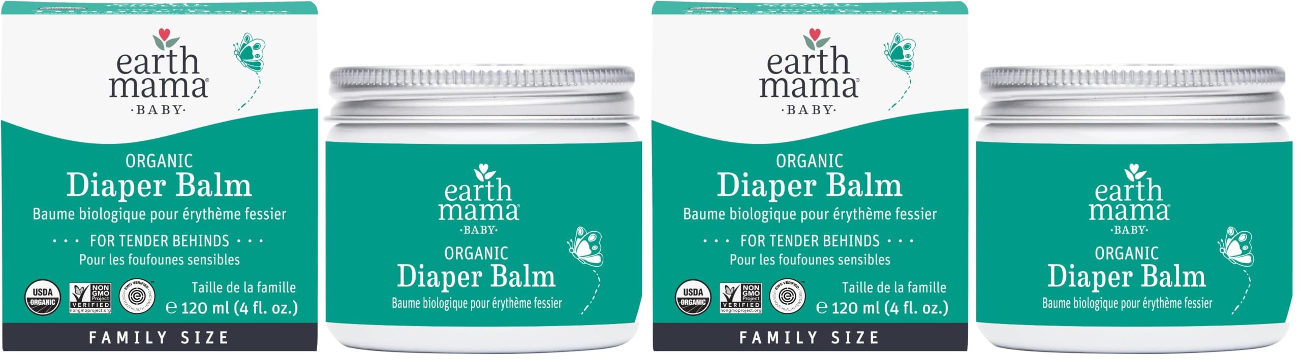 Earth Mama Organic Diaper Balm - 4 fl oz - Diaper Cream for Baby - Safe for Sensitive Skin - Baby Essentials (Pack of 2)
