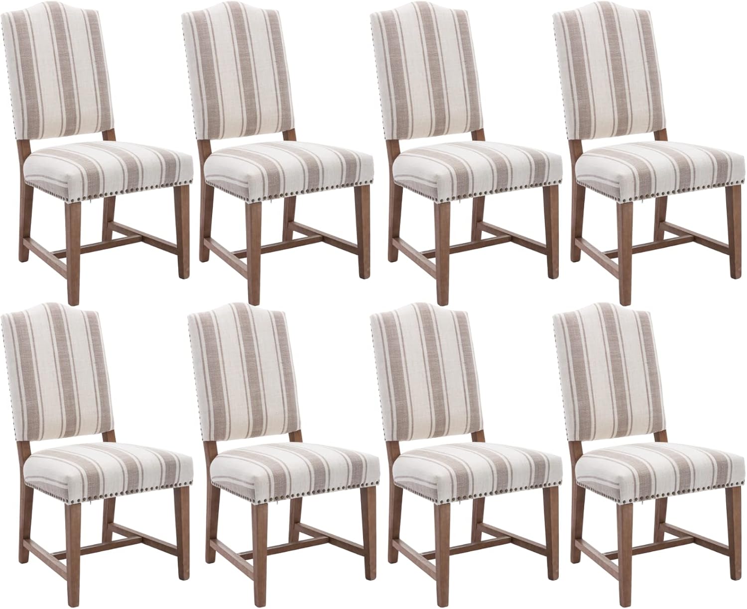 EALSON Rattan Dining Chairs Set of 2 Linen Upholstered Dining Room Chairs with Cane Back Mid Century Modern Kitchen Chairs Black Wood Frame Side Chair for Dining Room, Beige