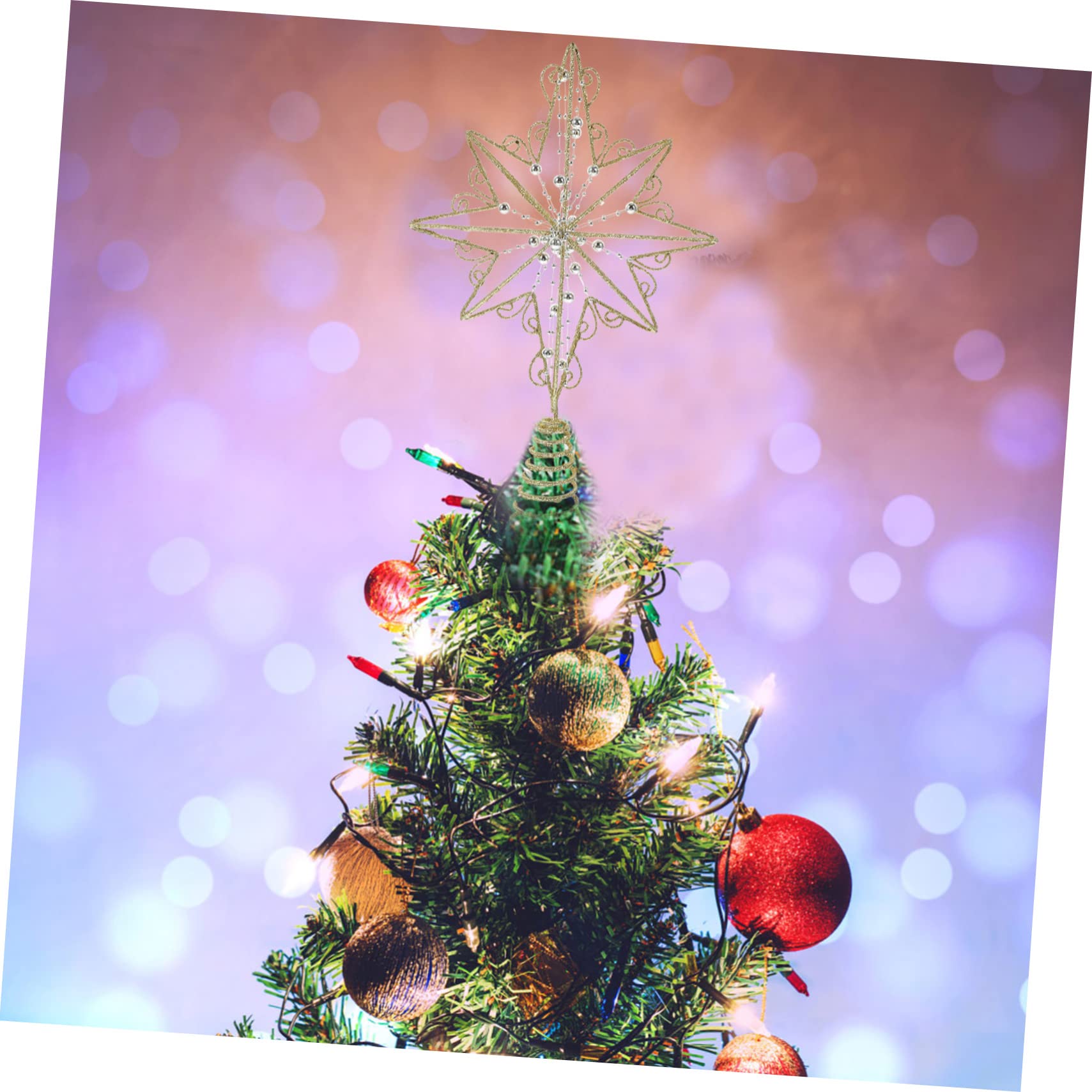 Zerodeko 2 Pièces Étoile De L'anis Ornement Étoile De La des Arbres Décor De La des Étoiles Topper De Sapin De Noël Étoile Scintillante Ornement d'arbre De Noël Le Fer