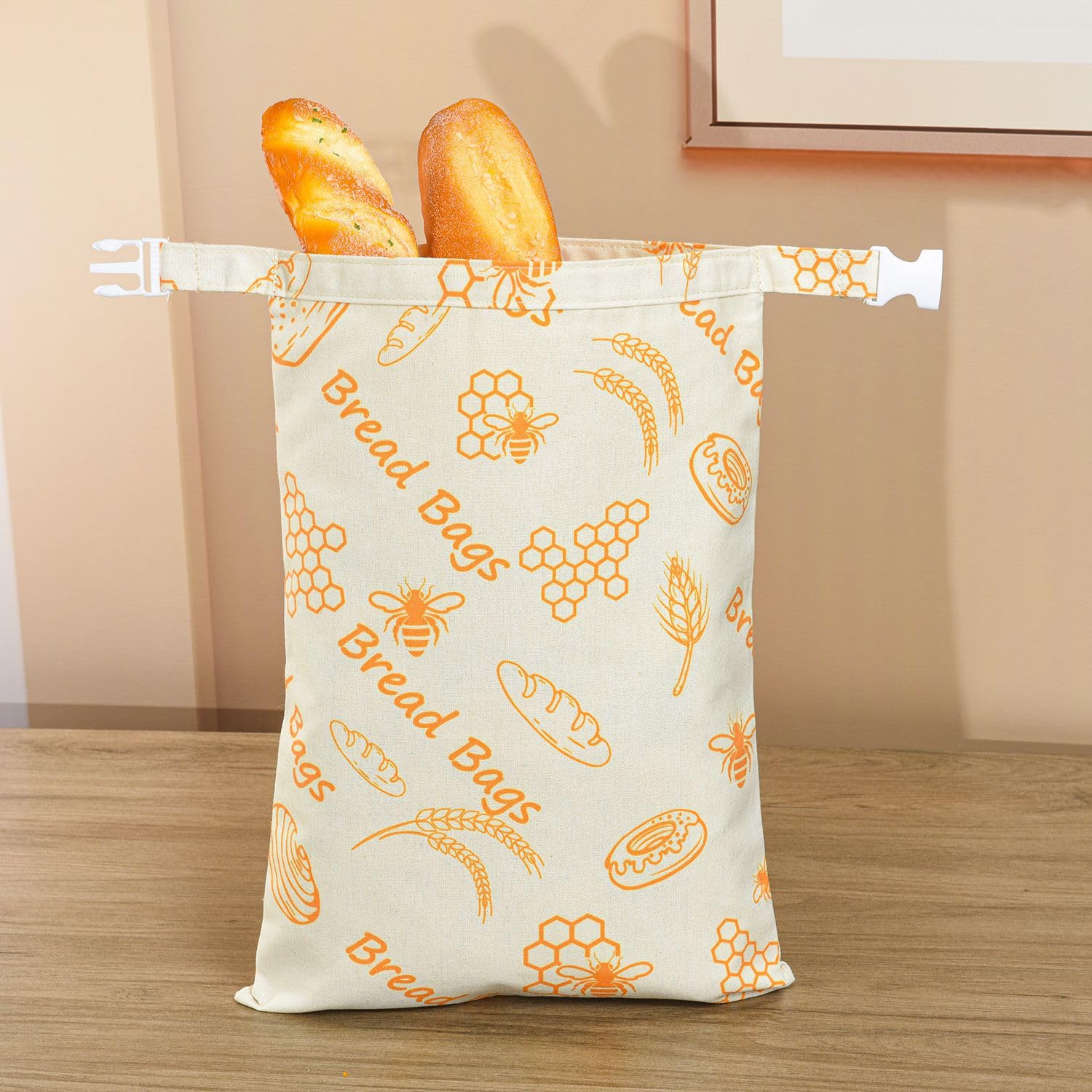 Beeswax Bread Bag 17×13 Inch Strap Reusable Washable Sourdough Storage Bag