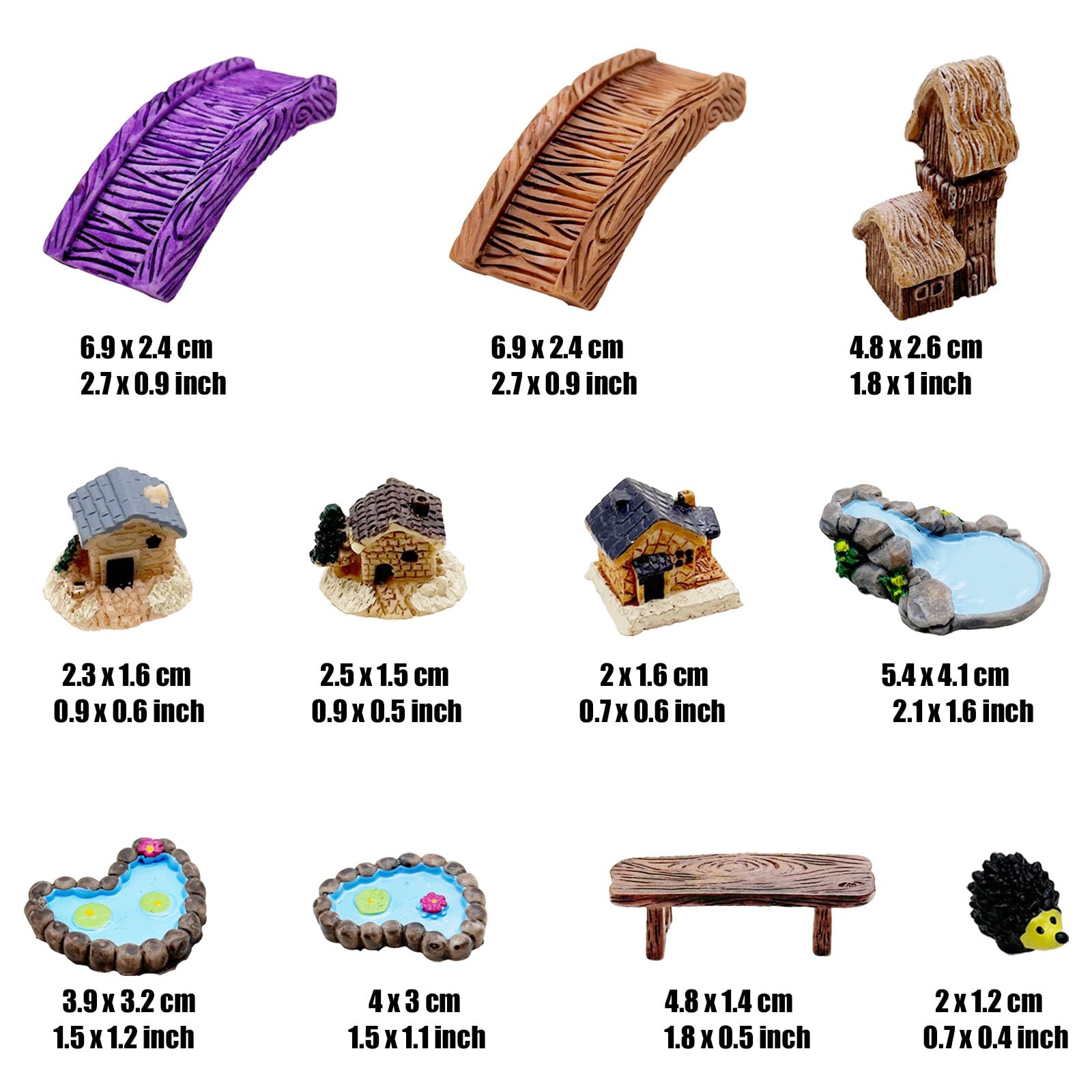 Woohome 61 Pz Miniatura per Giardino Delle Fate, Accessori per Giardini Fati in Miniatura Figurine, Ponte, Casa, Sedia per La Decorazione Del Giardino Artigianale Fai Da Te