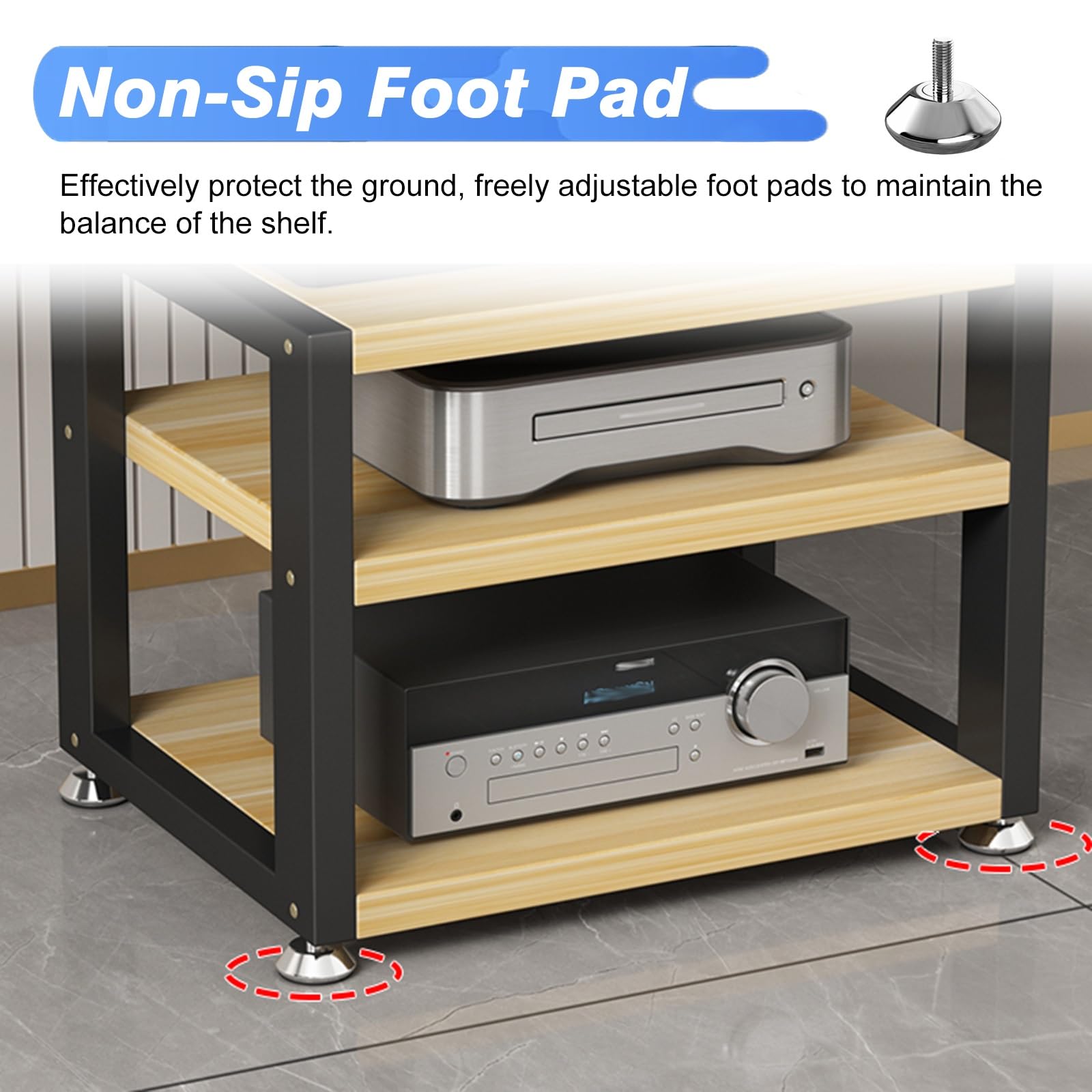 Mueble Equipo HiFi Estantería De Audio Y Vídeo De 2 3 4 Capas, Soporte para Tocadiscos, Amplificador Estéreo Torre, Soporte Vertical para Impresora.(Brown,2 Tier)