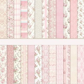 Scrapbook Papel Rosa Scrapbook Papel para manualidades con patrón de flores, 24 hojas de papel de scrapbooking de doble cara, papel decorativo para diario Scrapbooking (B, 30,5 x 30,5 cm/12 x 12