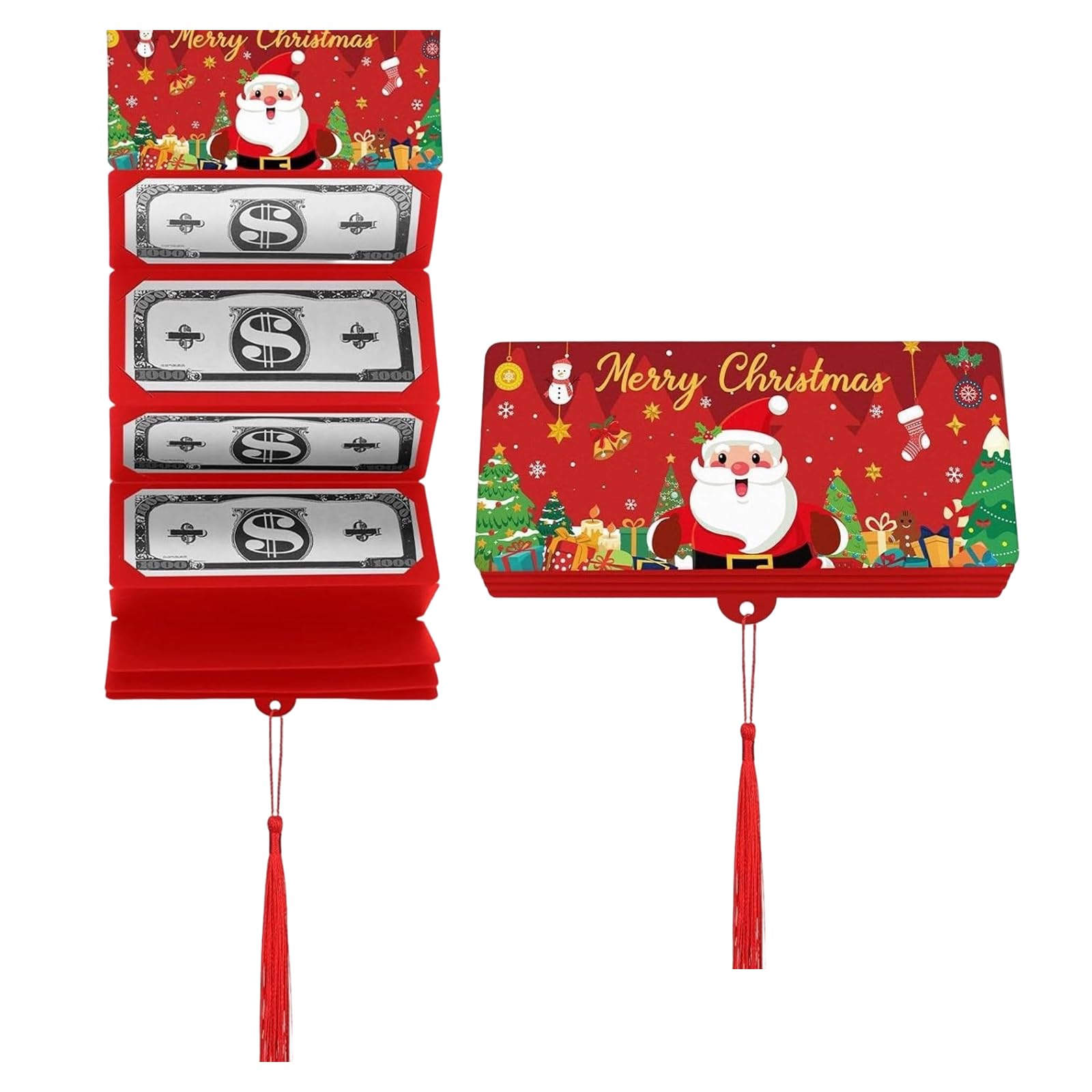 Set de 2 Portatarjetas de Dinero o Regalo para Navidad 2026, Creativos Compartimentos para Regalos de Dinero para Navidad con 10 Ranuras como Sorpresa Especial