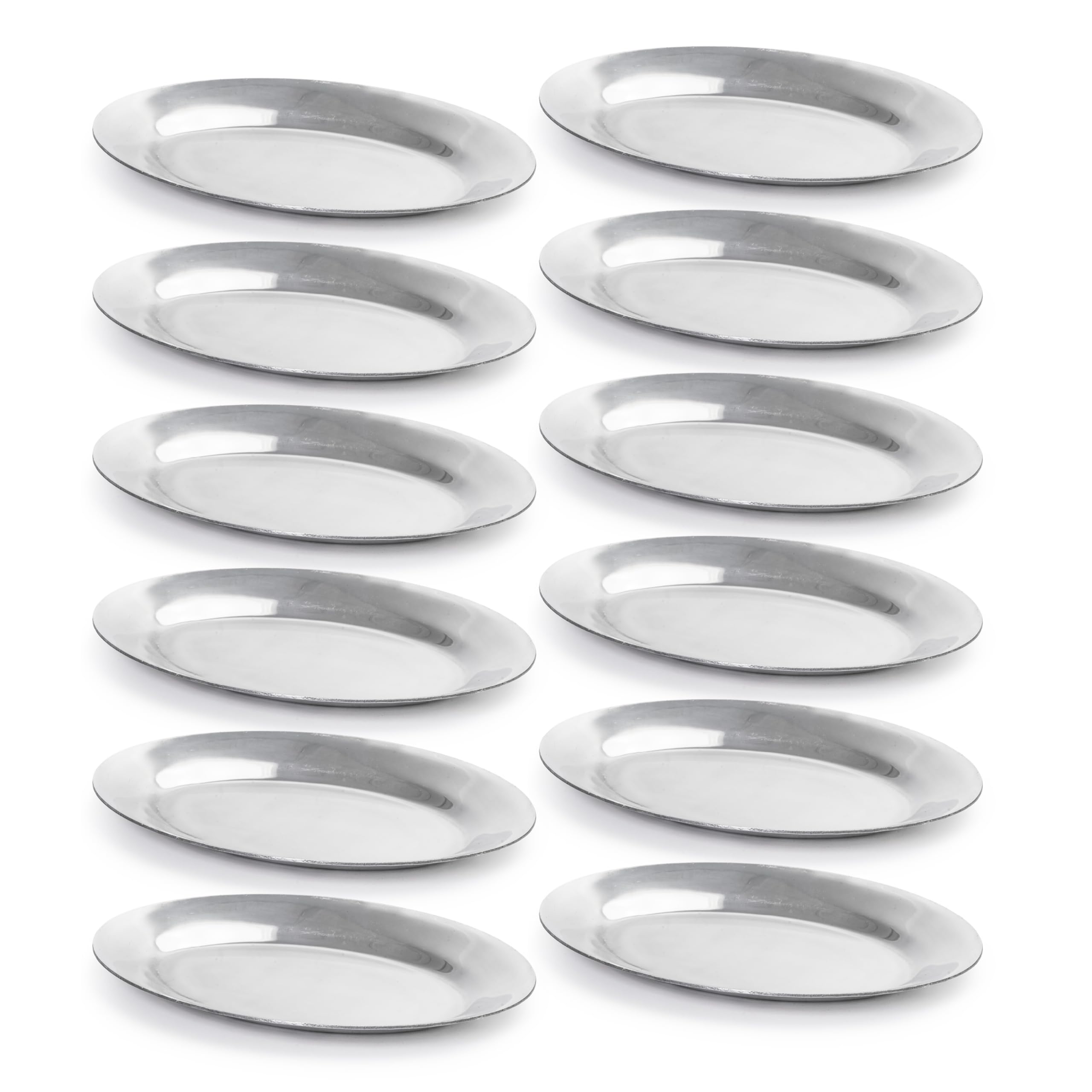 Sizzling Platter by Adcraft – 10-1/2" x 7", Aluminum, Silver, Pack of 12, Model SZ10CP