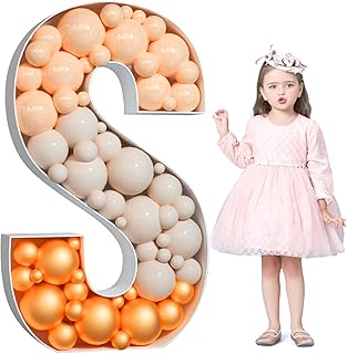 Tongjoy 4FT Mosaic Letters for Balloons, Mosaic Balloon Frame, DIY Marquee Light Up Letters, Large Giant Letters for Birthday Engagement Party Decorations Wedding Backdrop, Balloon Arch Kit, Letter S