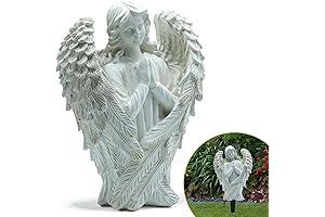 White Angel Cemetery Flower Vase - Ground Stake Flower Holder for Gravesite Decorations