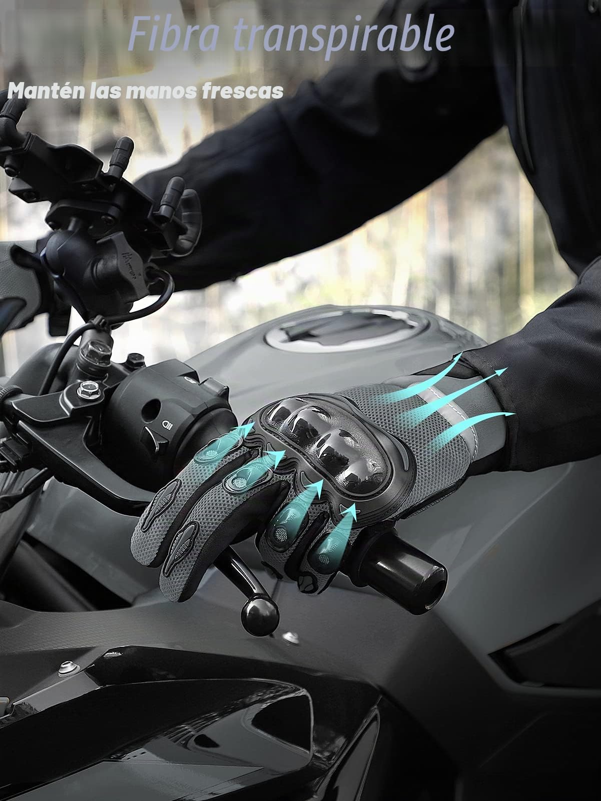 COFIT Guantes de Moto de Verano para Hombres y Mujeres, Malla Transpirable Guantes de Moto con Pantalla Táctil para Equitación BMX ATV MTB, Motocicleta, Carreras de Carretera, Bicicleta