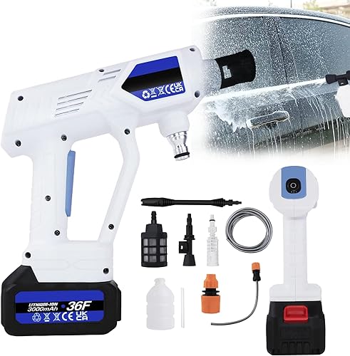 Máquina limpiadora de pistola de agua portátil de alta presión inalámbrica de 3000 mAh alimentada por pilas para autosvallaslimpieza de suelosriego,