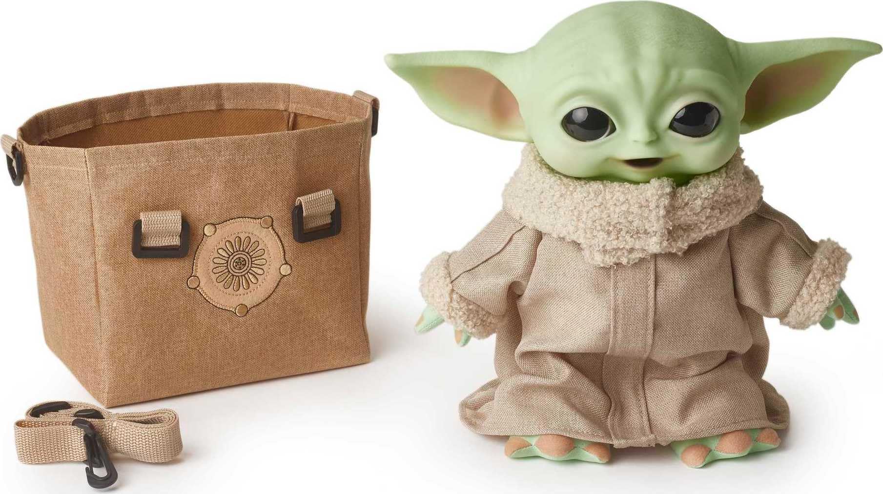 Mattel Star Wars The Child Plush Toy, 11-in Yoda Baby Figure from The Mandalorian, Collectible Stuffed Character with Carrying Satchel for Movie Fans Ages 3 and Older
