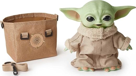 Star Wars The Mandalorian Mattel Bébé Yoda, Figurine Peluche Grogu sonore 28 cm avec Sacoche de Transport, Jouet pour Enfant,...