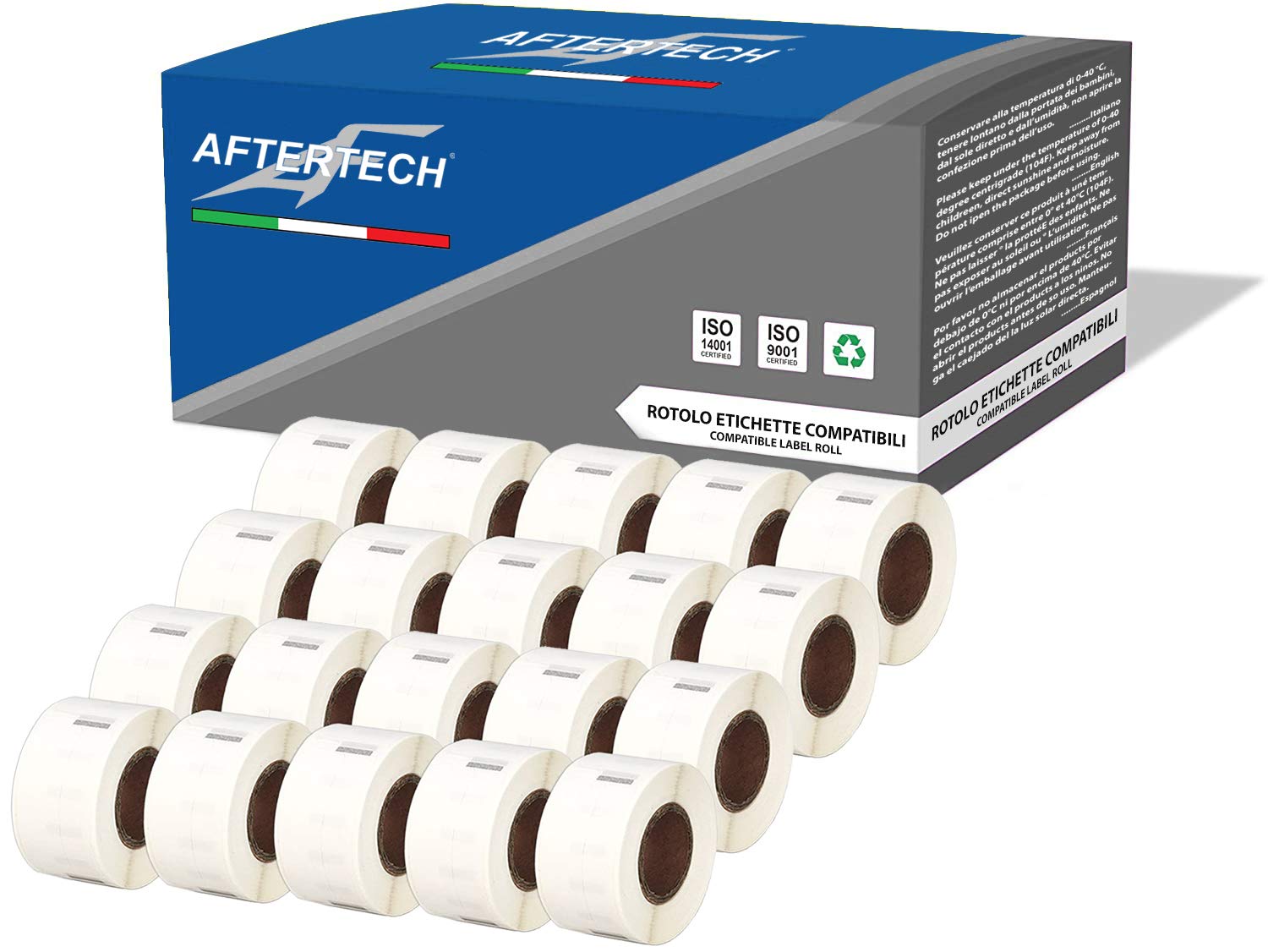Aftertech 20x 99017 12.5x51mm Compatible Adhesive Label Rolls (220 Labels/roll = 4400 Total) for Dymo LabelWriter Seiko SLP labelmakers Printers S0722460 20x99017