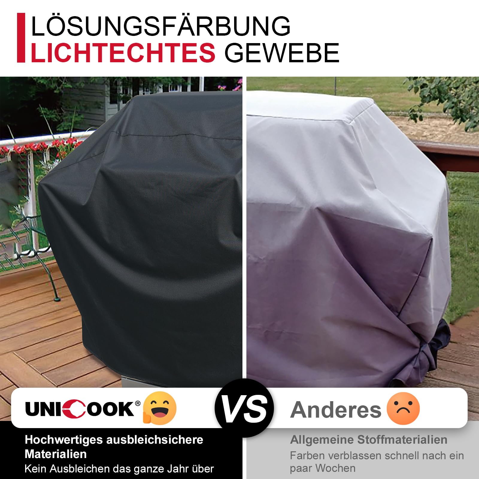 Unicook Grillabdeckung Wetterfest 152 cm - Grill Abdeckung für Weber Genesis 300 Serie, Gasgrill Abdeckhaube wasserdichte Grillhaube für Outdoor, 152X58X107cm