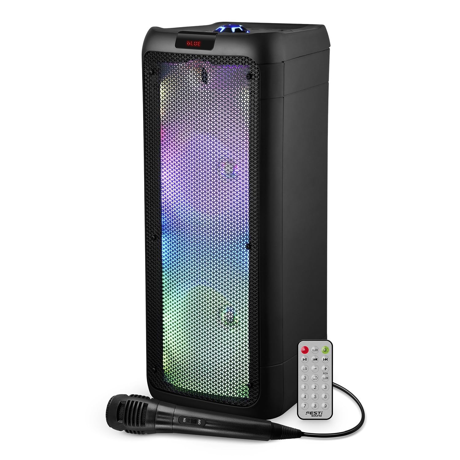 Enceinte Active SRX208-500W - 2X 8 à LED - Autonome sur Batterie Bluetooth USB SD TWS - Micro Fil