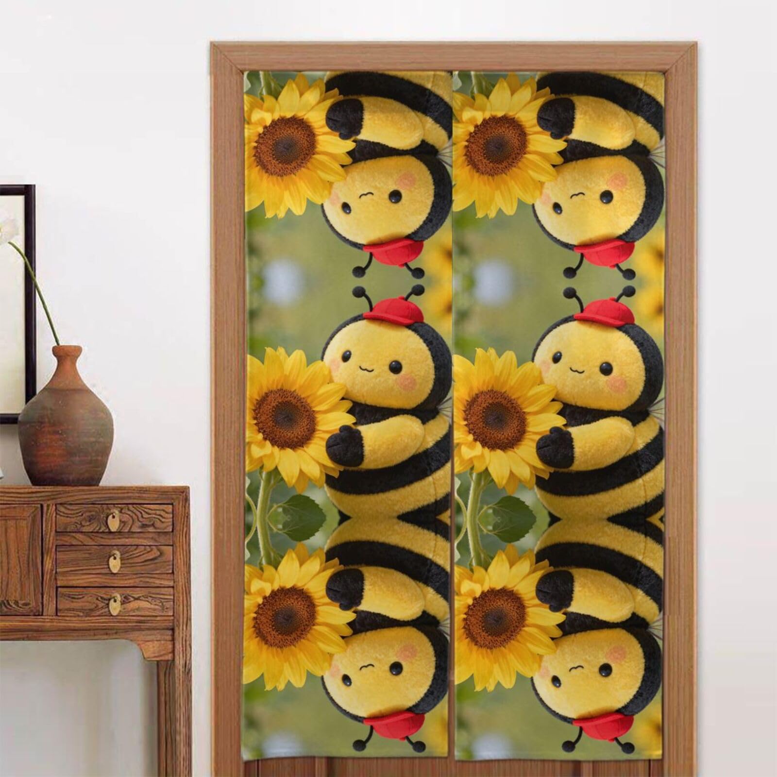 CNTDBU Honeybee Door Curtain 34x56 Inch-Room Divider Panel for Privacy, Entryway Screen for Kitchen Bedroom