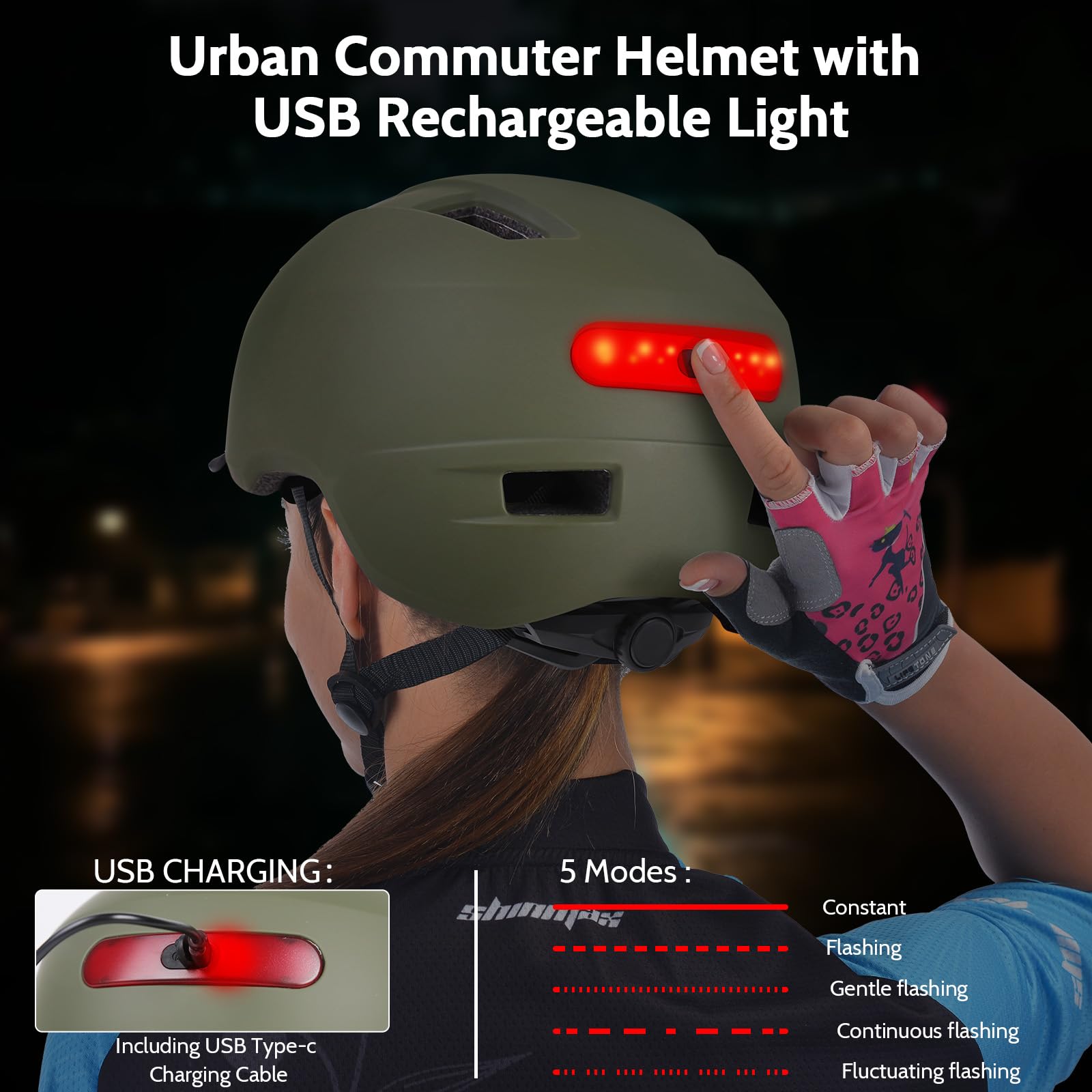 Shinmax Bicycle Helmet for Men and Women Bike Helmet with Light, 5 Modes, Bicycle Helmet with Visor, Mountain Bike Helmet - Image 3