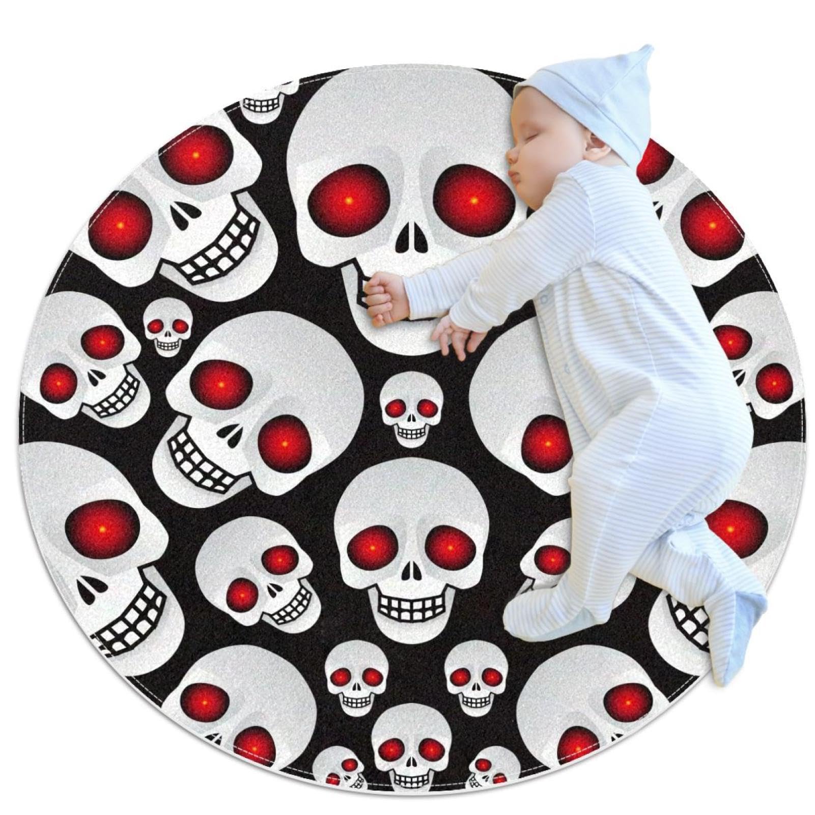 Paillasson canapé et chambre enfant motif crâne horreur rond
