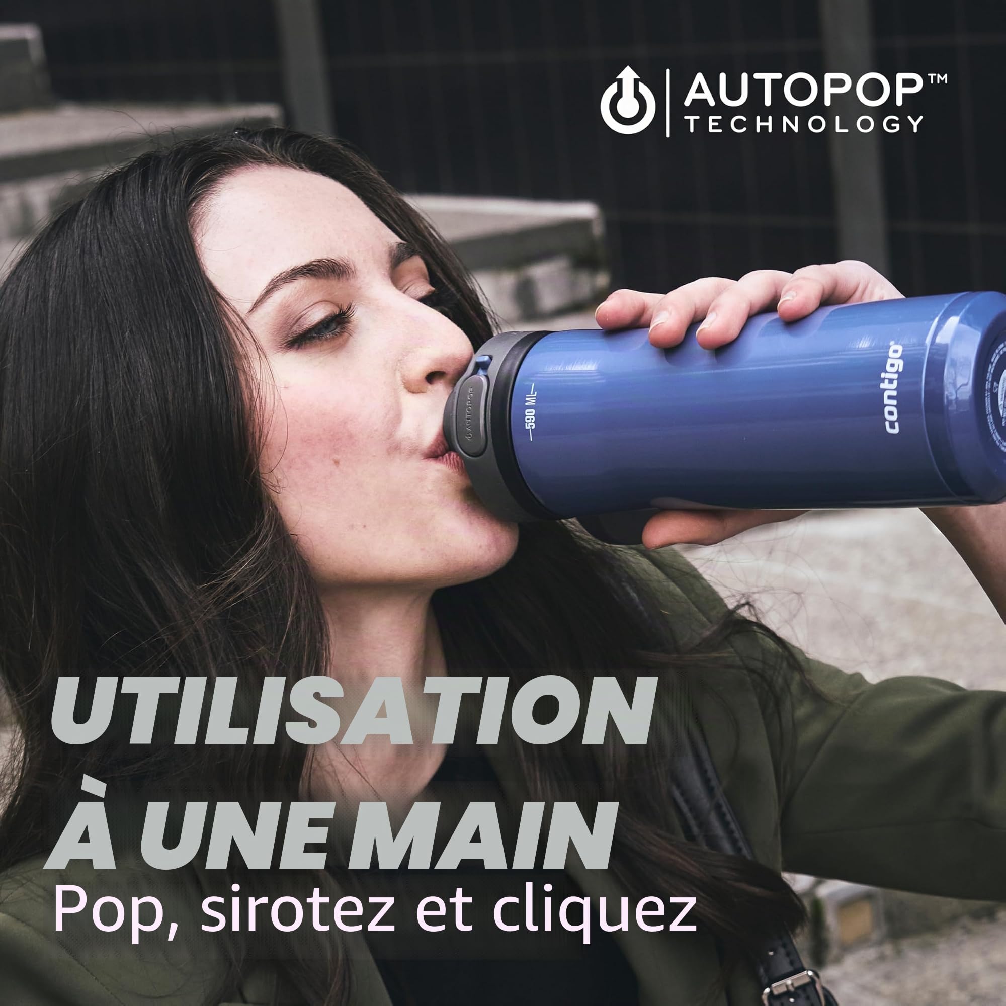 Contigo Jackson Chill Autopop Gourde Sport | Inox | Chaud 24h | 590ml
