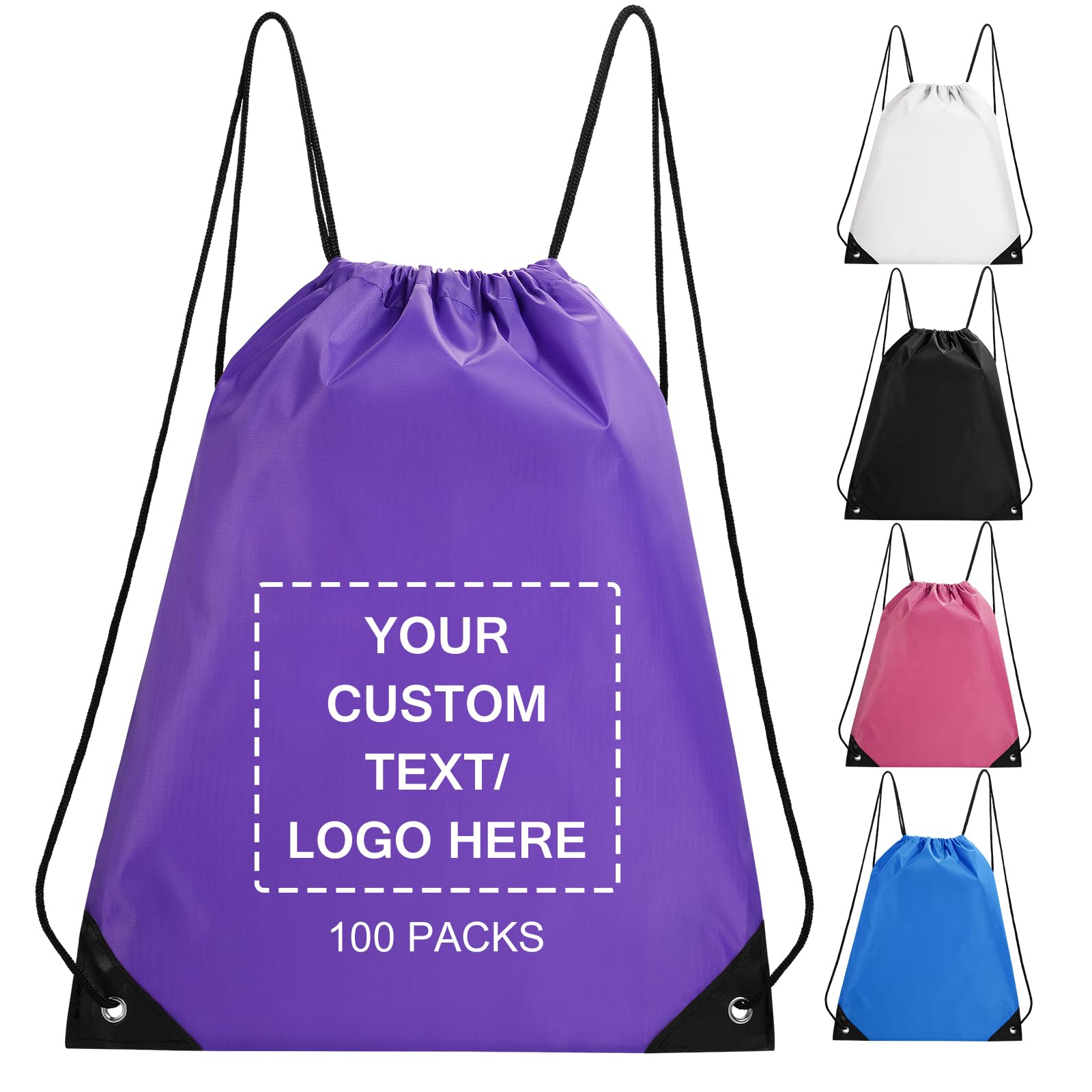 Fyore Custom Drawstring Bags with Logo, 10/50/100 Pack Bulk Personalised String Backpacks for Gym, Sports, Events, Travel, Daily Use, Business Activities โ image 1