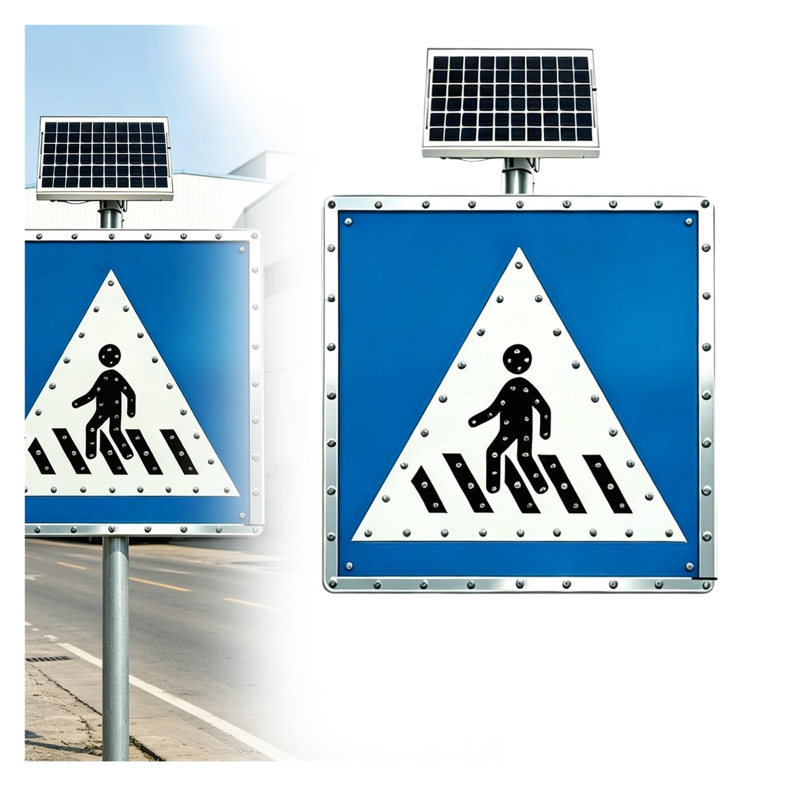 Cartel Luminoso Intermitente Alta Visibilidad, Intermitente for Cruce Peatonal Señal de Paso Peatonal, Película Reflectante de Grado Ingenieril, IP65 Resistente al Agua, for Carriles(30in)