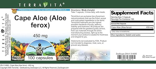 Miniatura 4 de Aloe del Cabo (Aloe ferox) - 450 mg (100 Cápsulas, ZIN 514685)