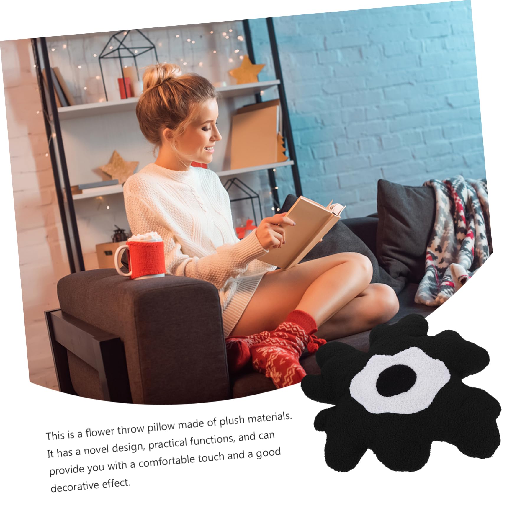Beaupretty Cojín de Flores de Felpa Versátil para Sofá y Silla, Almohada Decorativa Suave y Creativa