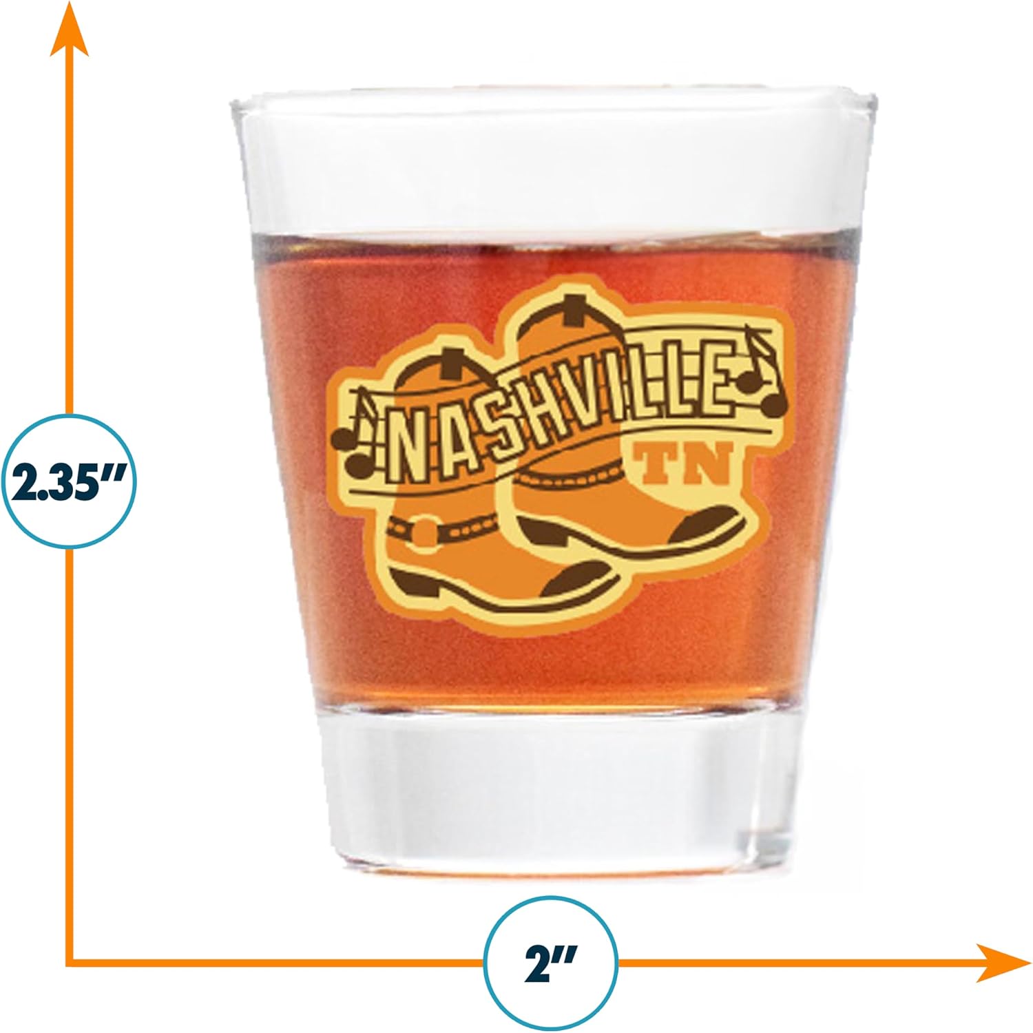 Vagabond Heart Nashville Shot Glass - Vintage Retro Souvenir 2oz - Clear Glass - Tennessee Travel Gift - Mid Century Modern Design - Dishwasher Safe - Music City Collectible - Gift Boxed image 4
