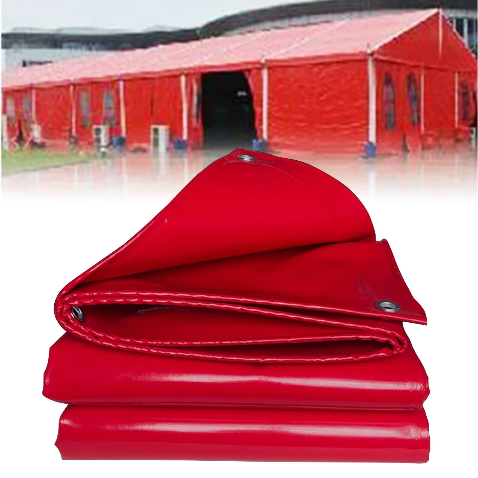 Red Heavy-duty Waterproof Tarpaulin, Yard Waterproof Rain Cover, Tarpaulin Sheets，UV-resistant, Suitable For Greenhouses,patios,gardens,porches,gazebos(7x10m/23x32.8ft)