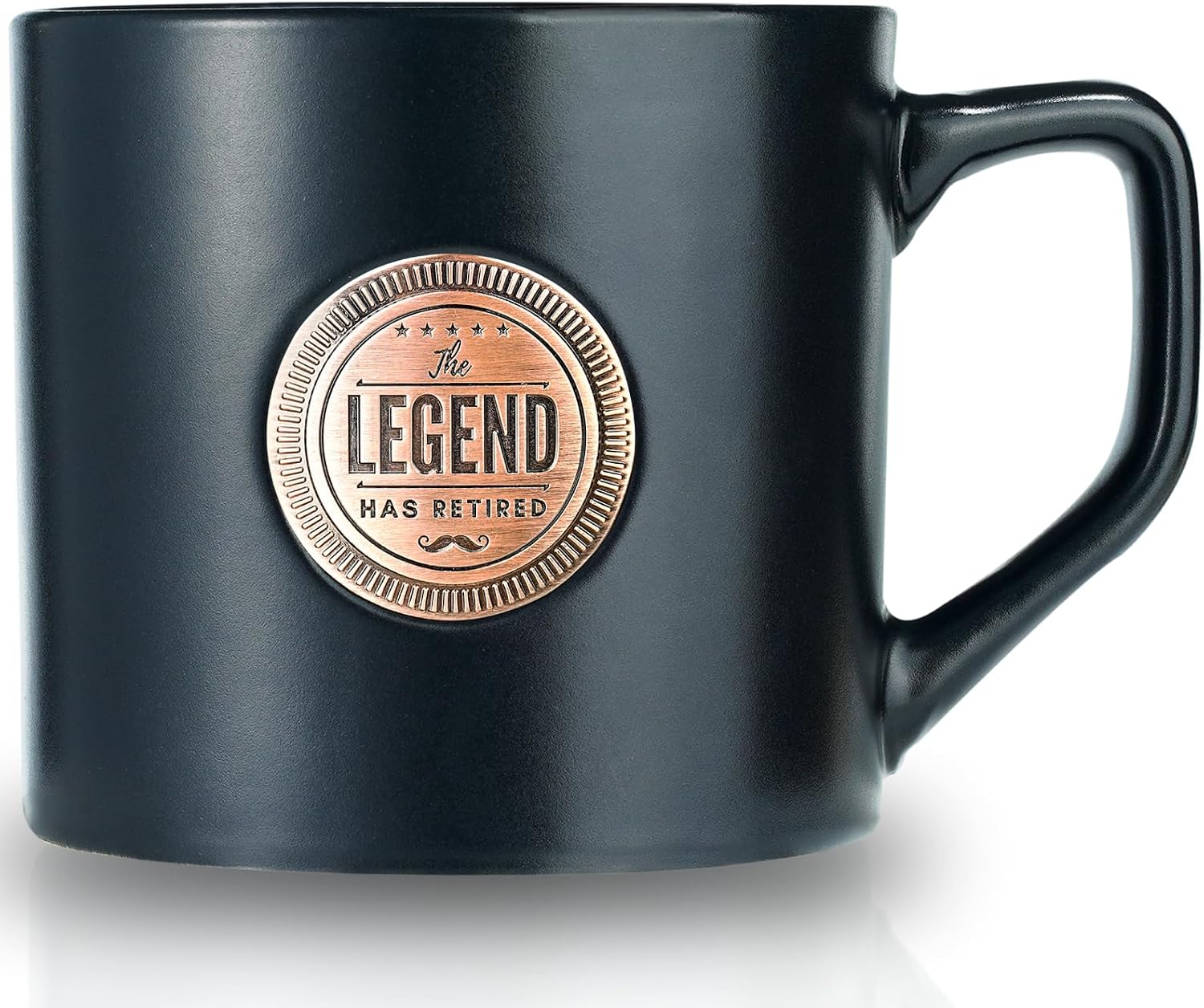 Onebttl Retirement Gifts for Men, Retirement Mug 15oz(450ml) Ceramic Coffee Cup with Golden Badge - Gifts for Retired Grandpa, Dad, Husband - The Legend Has Retired