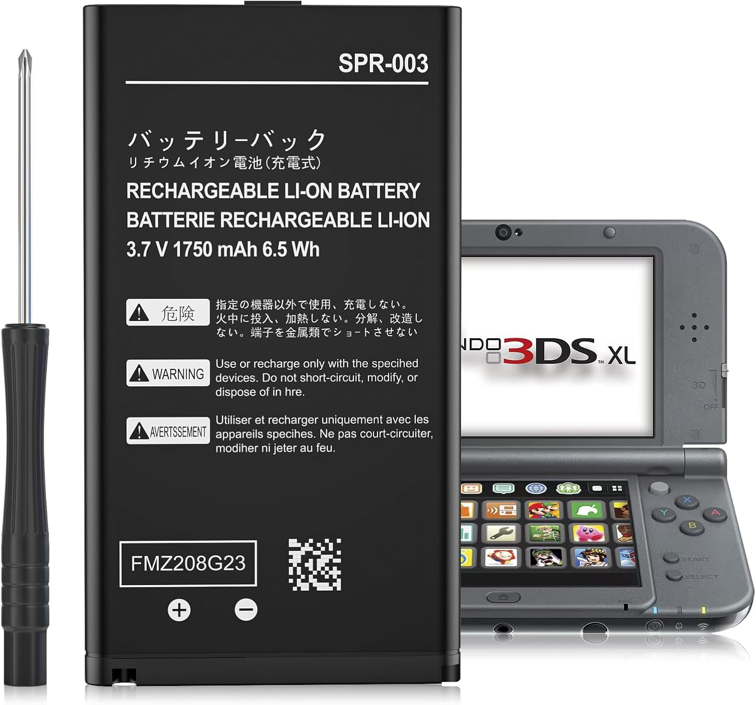 3DS XL Battery,3.7V 1750mAh High Capacity Replacement Battery for Nintendo 3DSXL/New 3DSXL/ 3DS LL/New 3DS LL Console,Includes Tool Kit - Amazon product rated Grade B