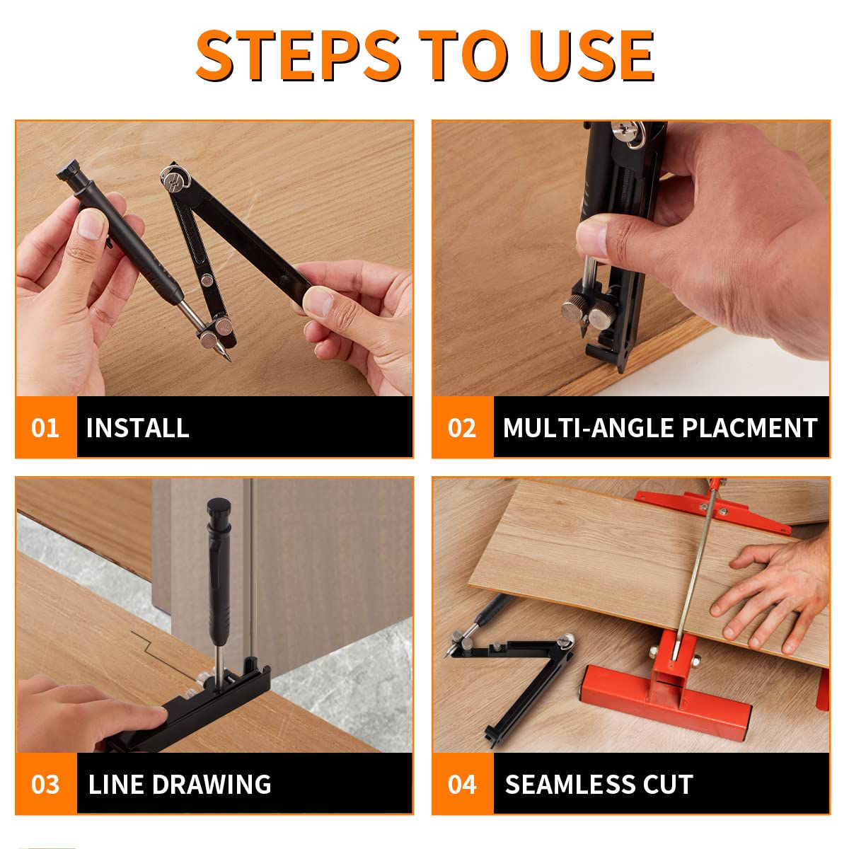 Multi-Function Scribing Tool, Construction Aluminum Alloy Scribe Tool with Deep Hole Pencil for DIY Woodworking, Compass Contour Gauge, Floor Corner Line Maker — Amazon image 6