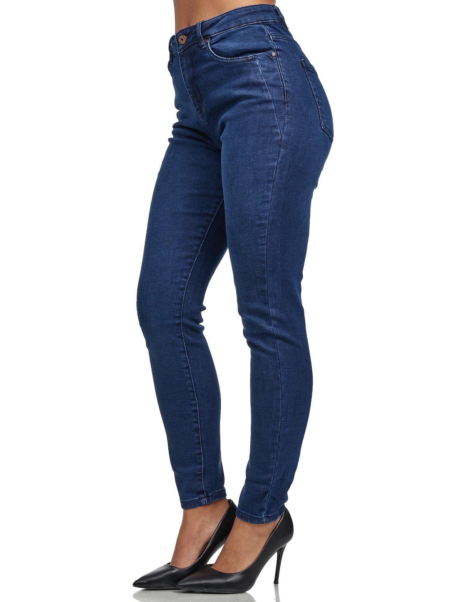 Tazzio Jeans Damen High Waist Denim Slim Skinny Fit Jeanshose Stretch Hose F107
