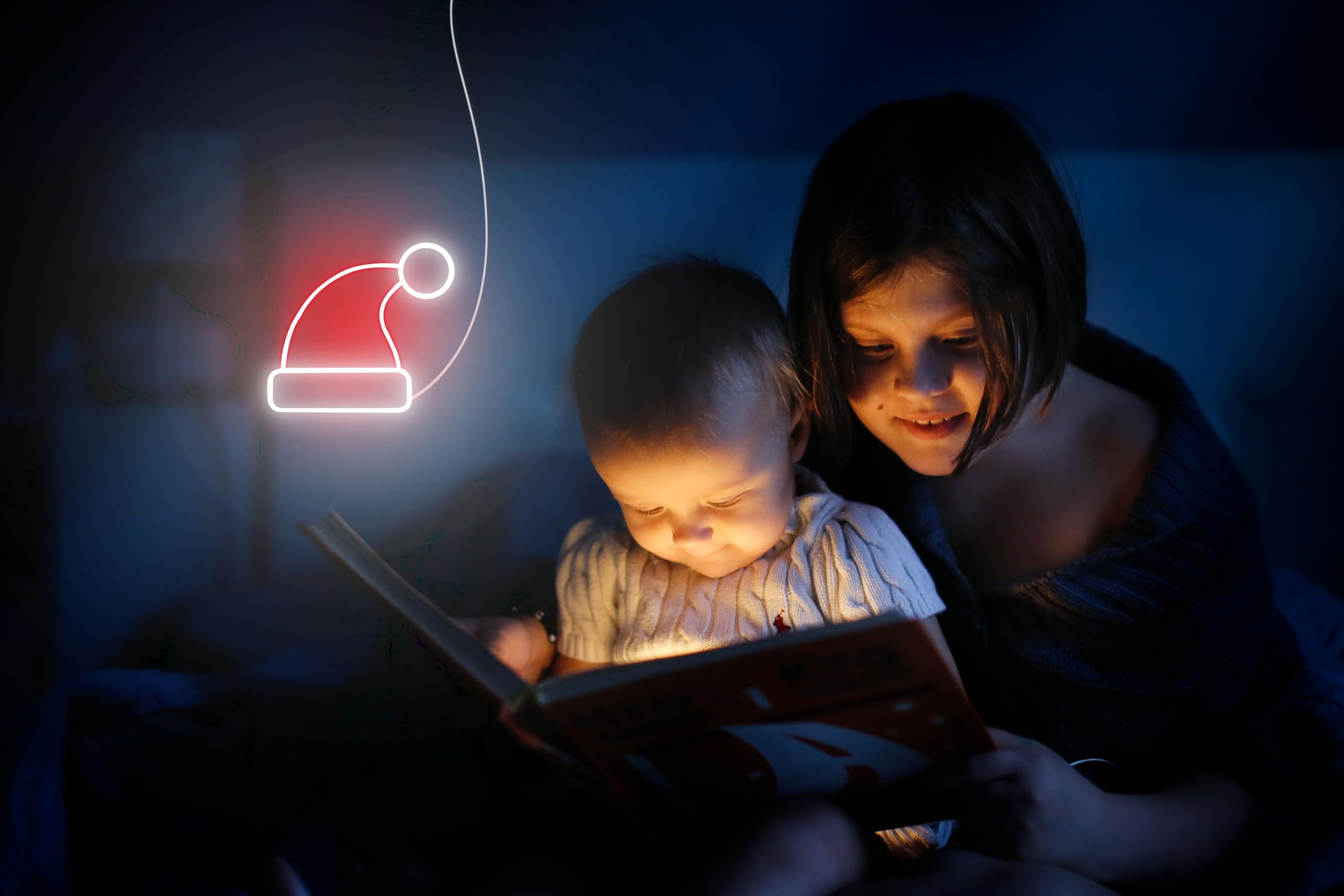 ADVPRO Letrero de neón LED de silicona flexible con sombrero de Navidad, rojo y azul, st16s66-fnu0126-rb