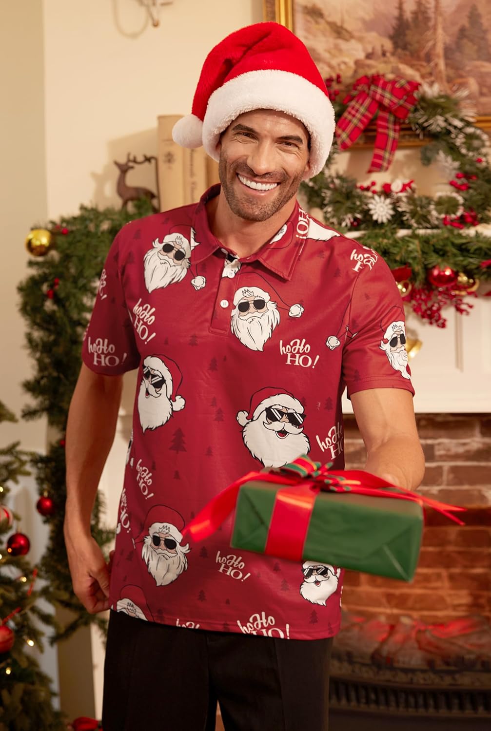 Arvilhill Men's Christmas Short Sleeve Polo Shirts Funny Hawaiian Golf Shirts (S-3XL) - Image 4