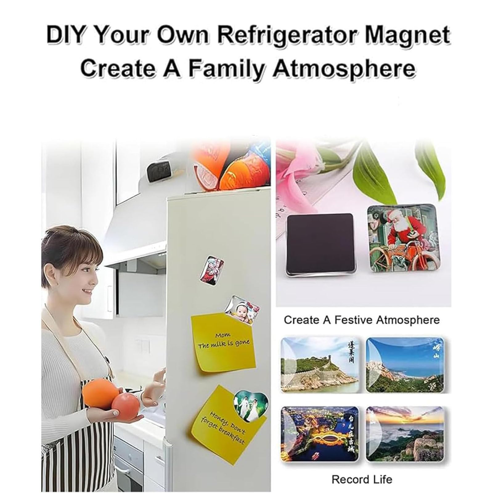 DIY Réfrigérateur Photo Sticker Maker avec Acrylique et Pin Consommables pour Décoration Maison Personnalisable