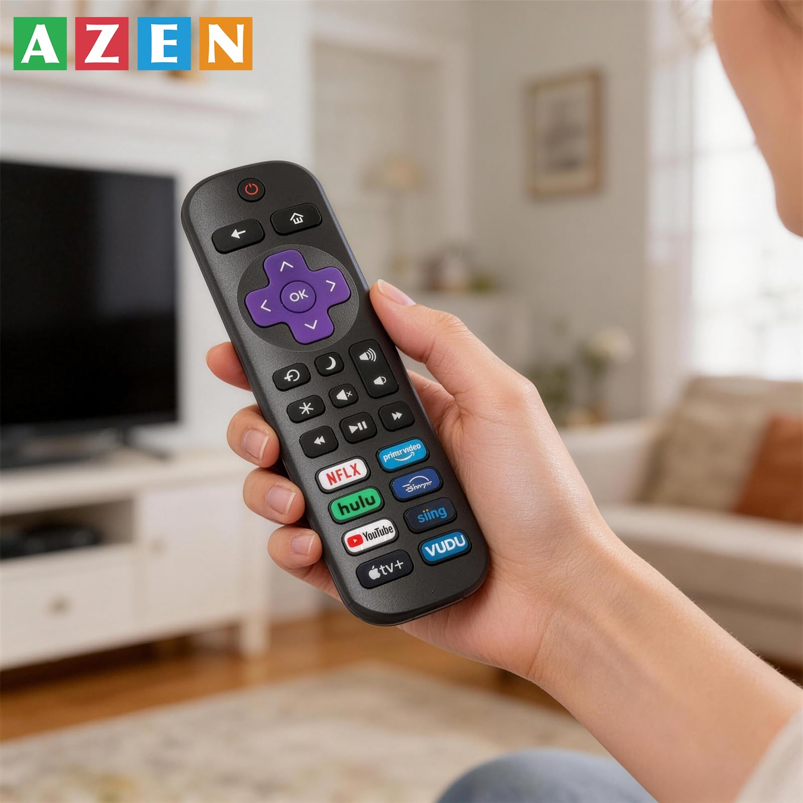 Zamienny pilot zdalnego sterowania tylko do telewizora Roku, kompatybilny z telewizorami TCL Roku/Hisense Roku/Onn Roku/Sharp Roku/Philips Roku/Westinghouse Roku (nie do Roku Stick, pudełka lub