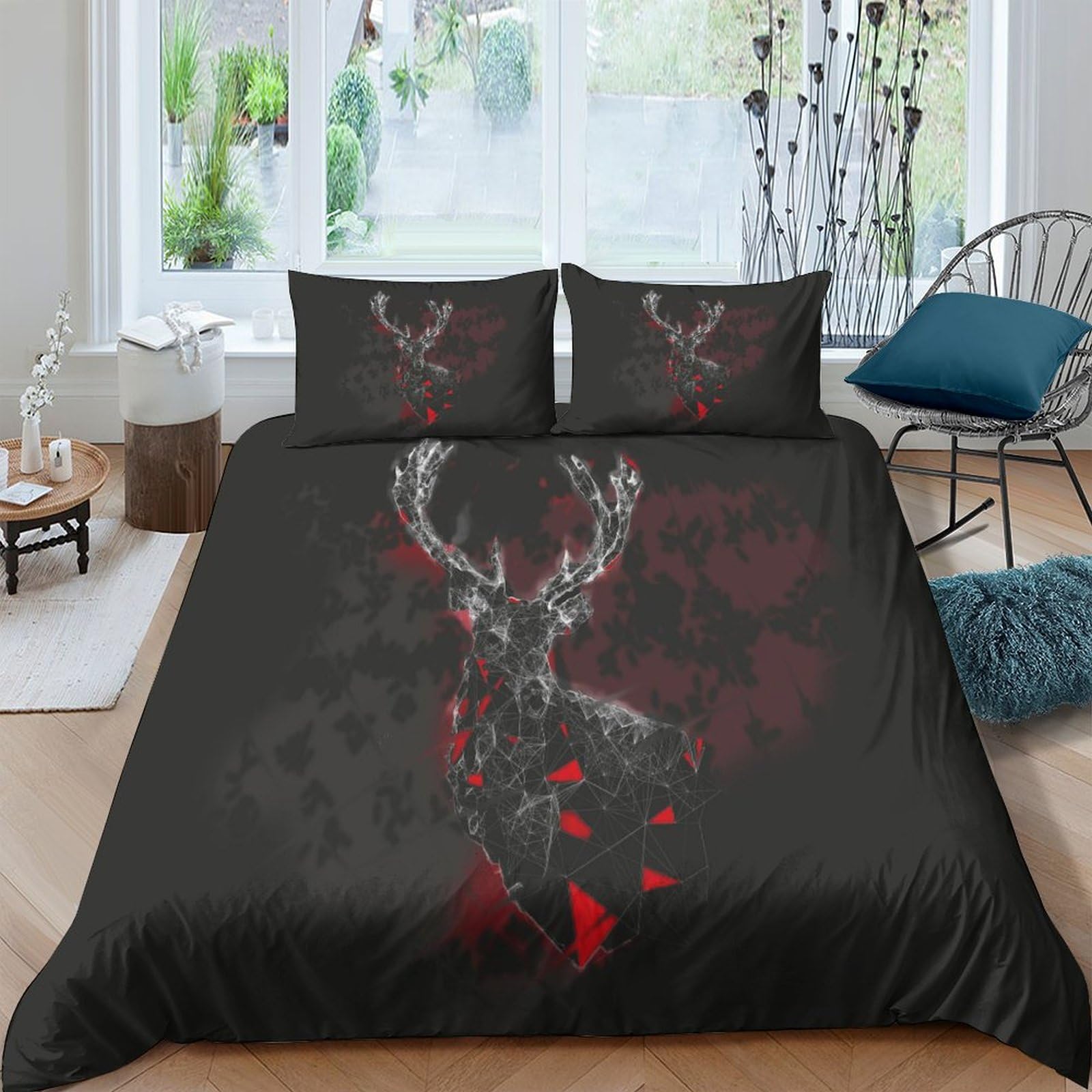 Housse de couette cerf 3D King pour en finir avec les couettes qui glissent la nuit