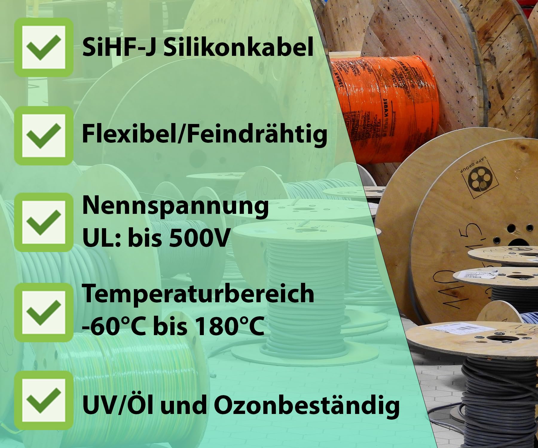 SiHF Silikonkabel 180°C Saunakabel flexibel (10m - 3x2,5mm²)