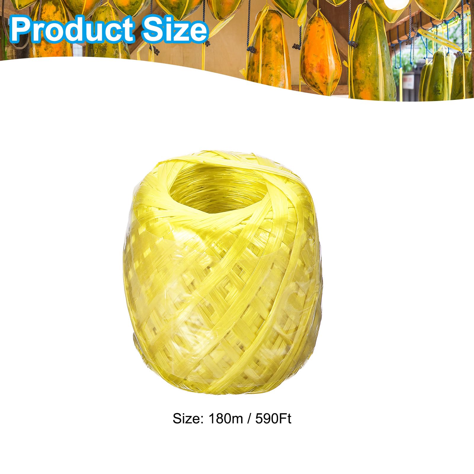 PATIKIL 180m/590Ft Polyester Nylon Plastic Rope, Twine Household Bundles Ropes Roll for Gardening Packing Crafting DIY Yellow - Image 2