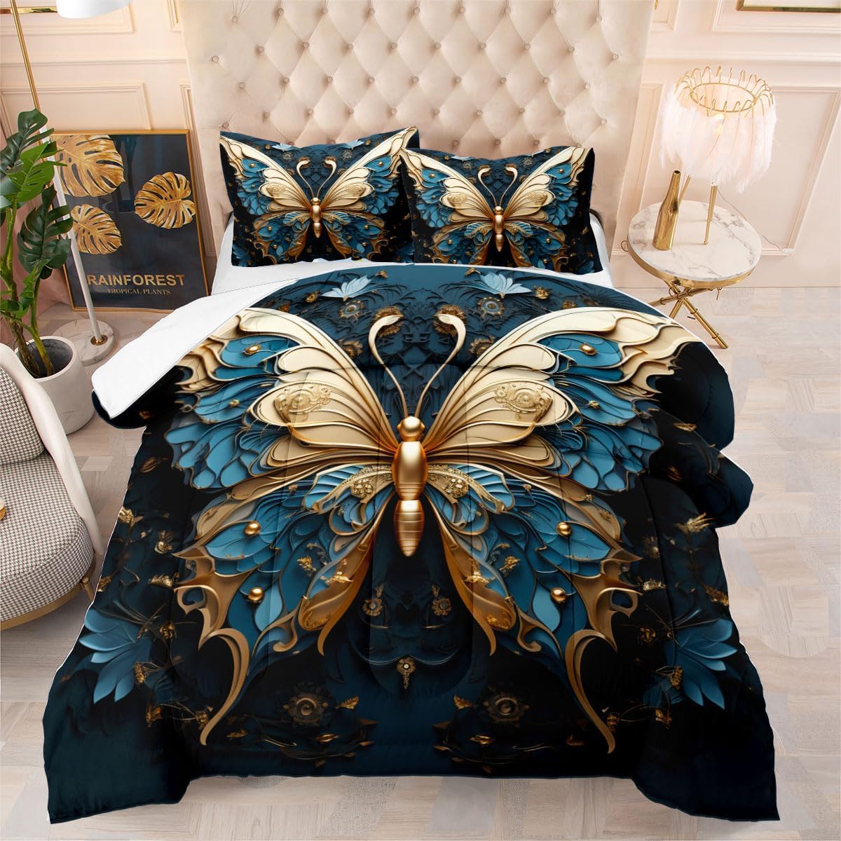 CCoutueChen Queen Size Butterfly Comforter Set European