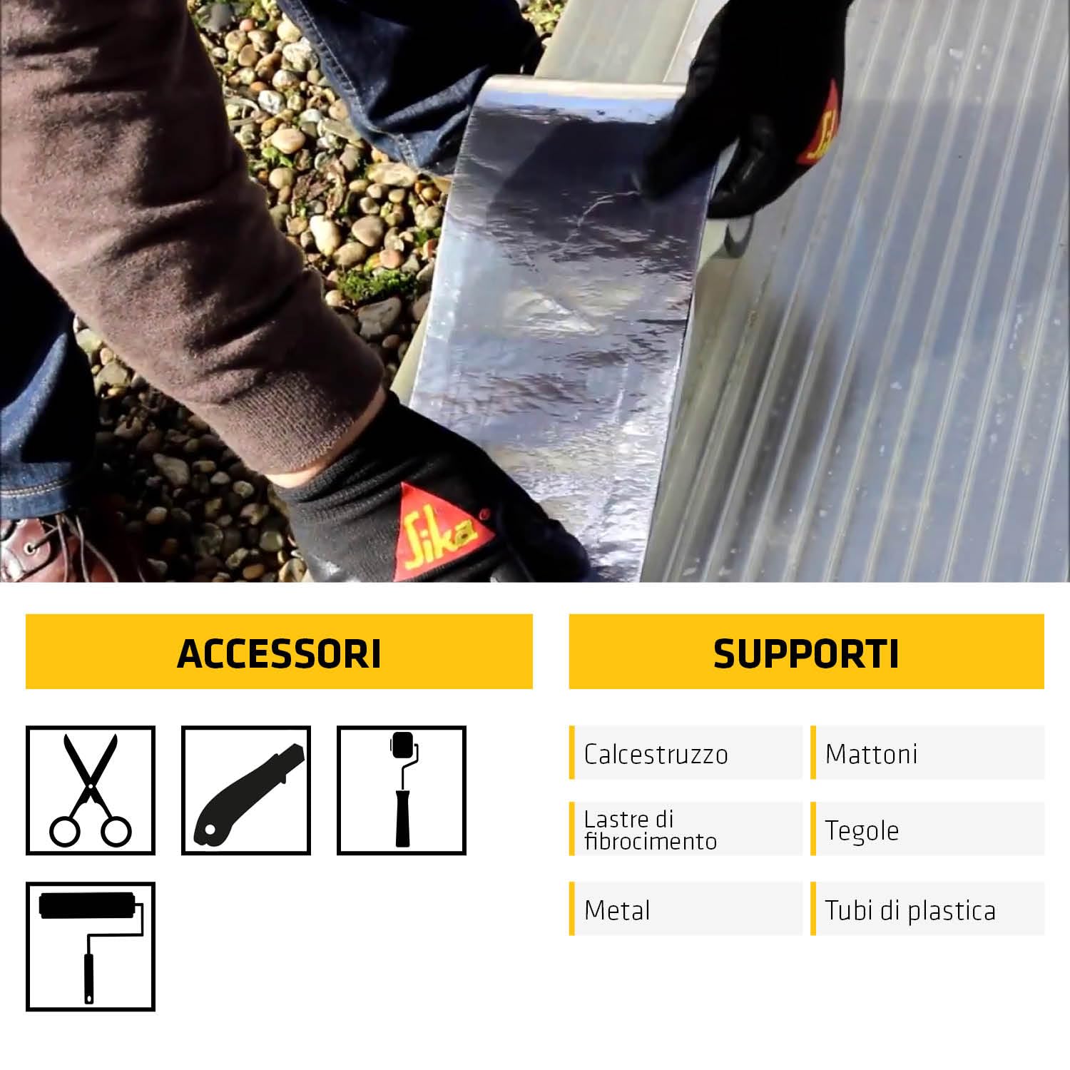 Sika - SikaMultiSeal BT, Alluminio - Nastro sigillante butilico - Rivestito con un foglio di alluminio - Impermeabile - Rotoli da 10m x 100mm