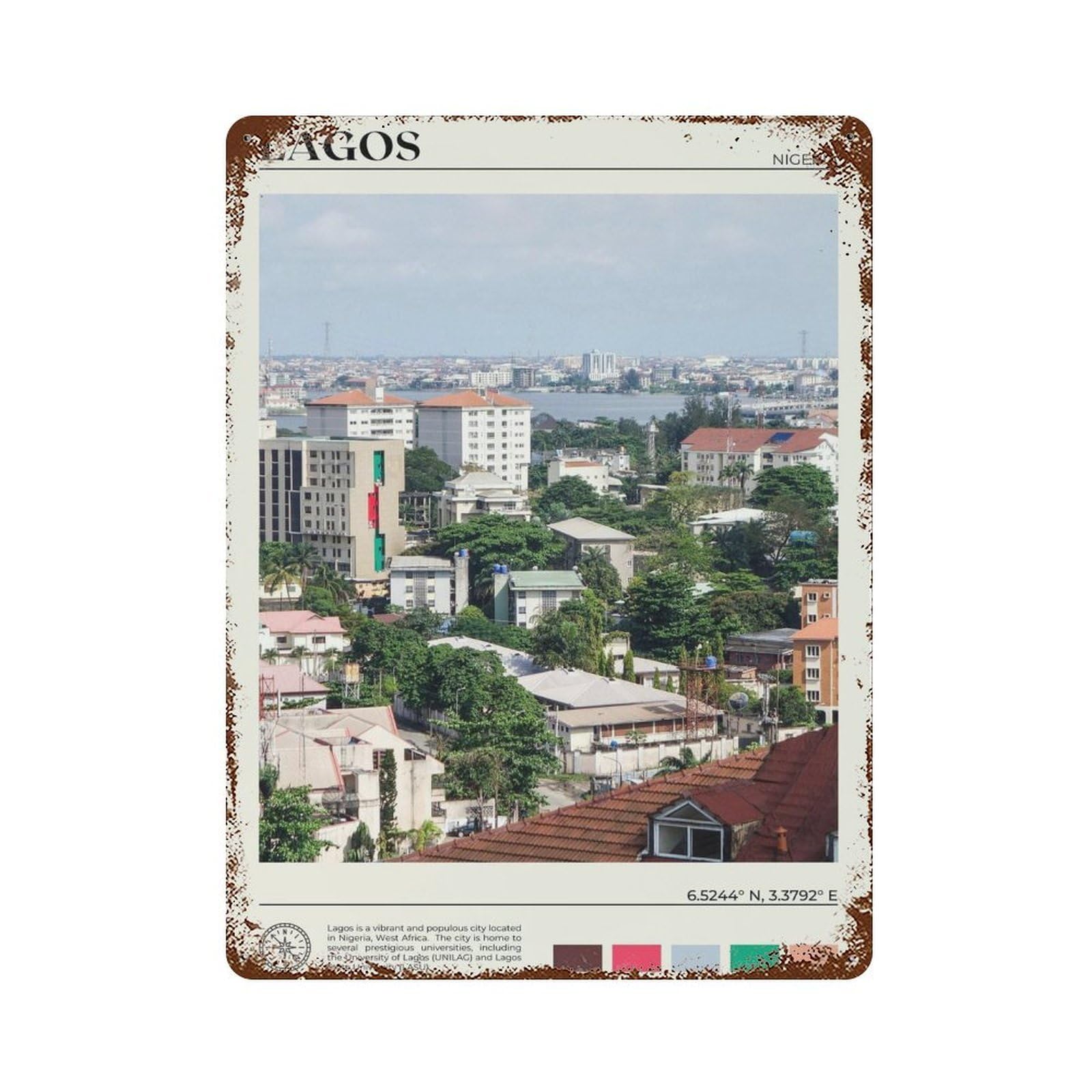 xiaoxiaoshen Real Photo Lagos Decor Nigeria Wall Decor Art Metal Tin Poster Modern Home Decor Art Home Bar Shop Decorations Vintage Sign 40x30cm