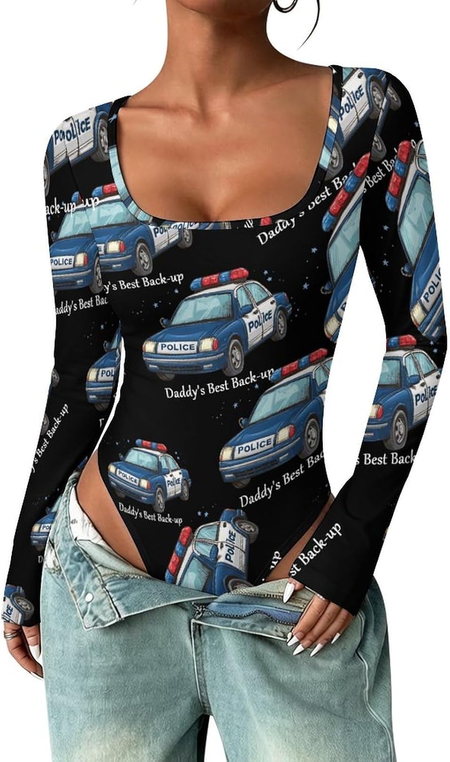 Police Daddy's Best Back-up Women's Bodysuits Long Sleeve Top 5XL